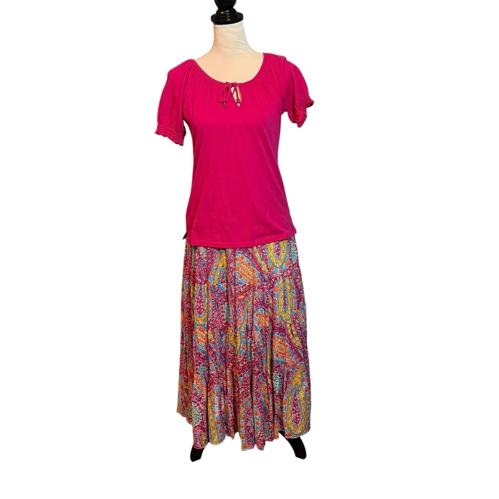 Lauren Ralph Lauren Set Summer Long Skirt Petite XS Top Size Small Tiered‎